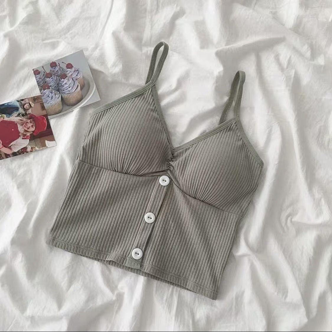 V-Neck Padded Knitted Camisole Top