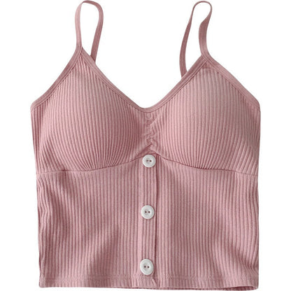 V-Neck Padded Knitted Camisole Top