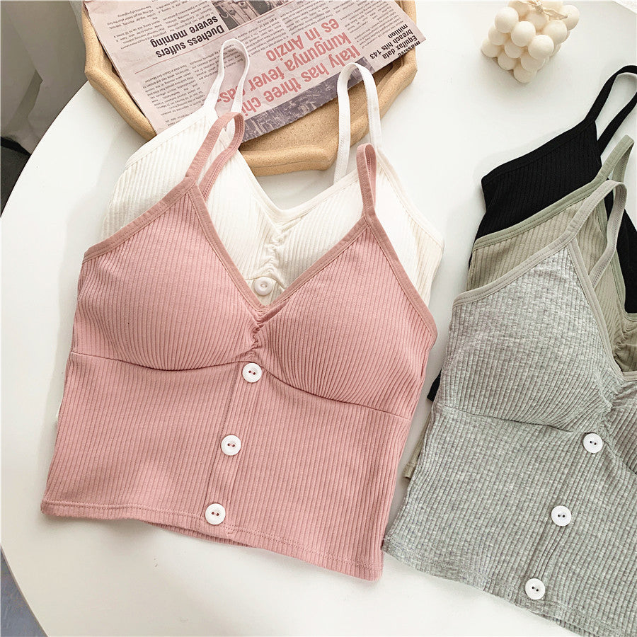 V-Neck Padded Knitted Camisole Top