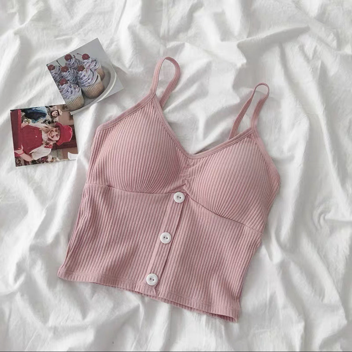 V-Neck Padded Knitted Camisole Top