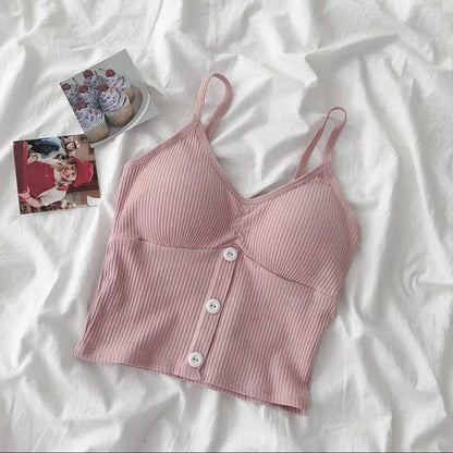 V-Neck Padded Knitted Camisole Top