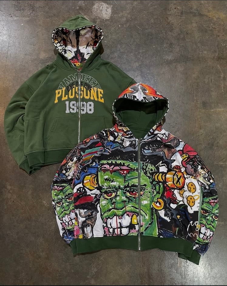 Vamee Green Reversible Hoodie