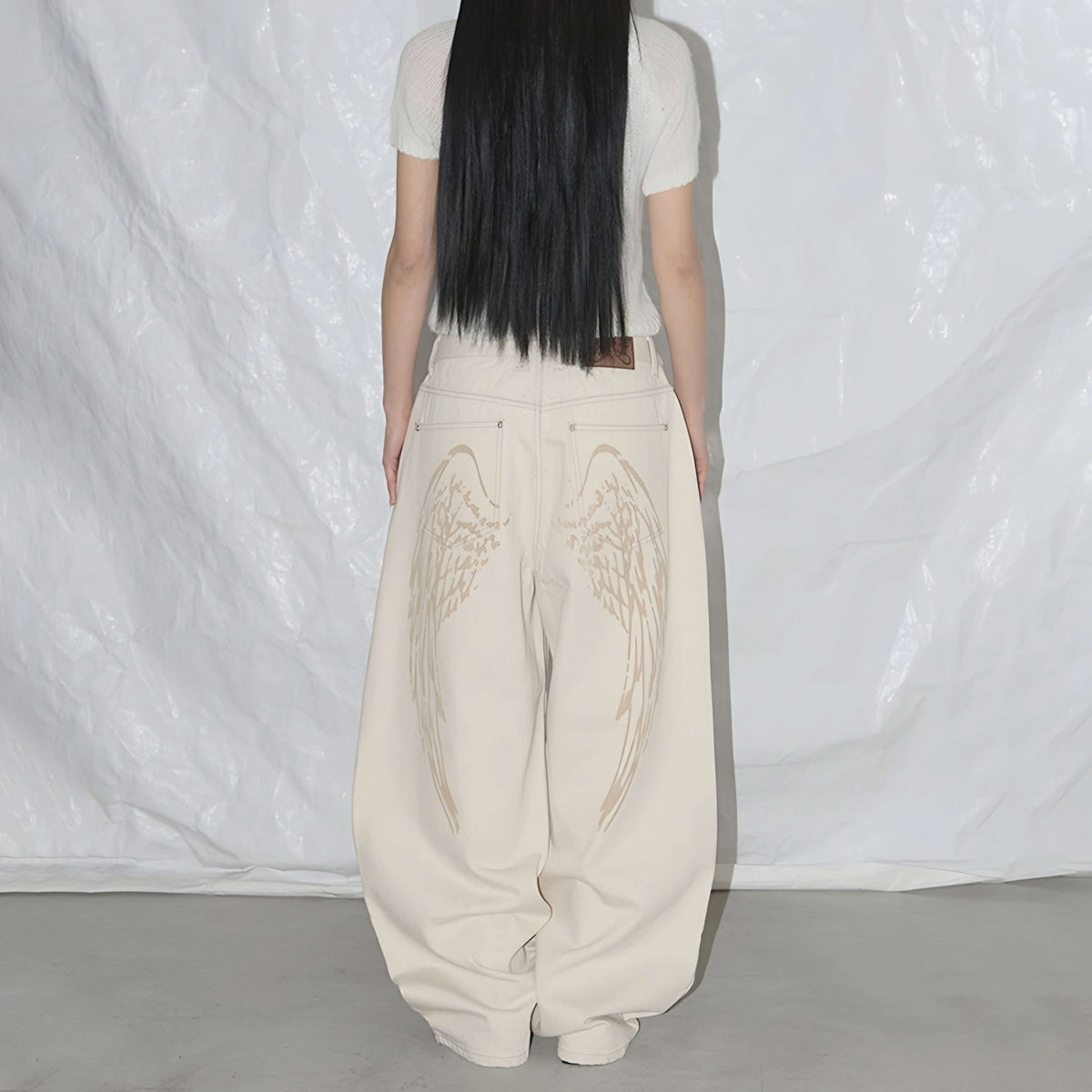 Vintage Angel Wings Baggy Jeans