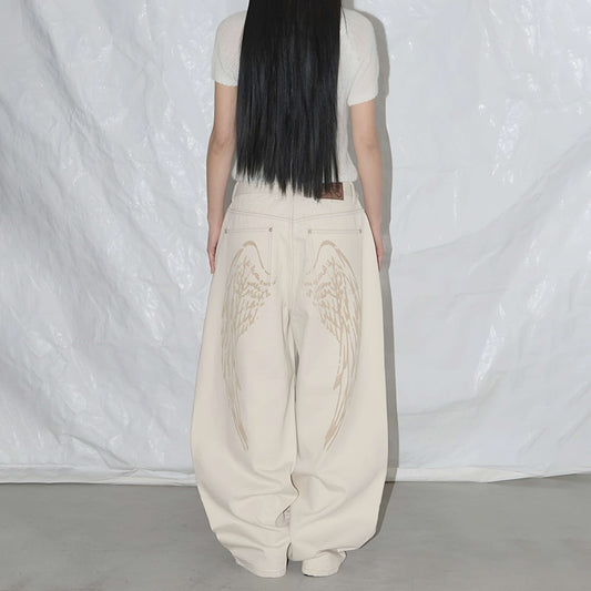 Vintage Angel Wings Baggy Jeans