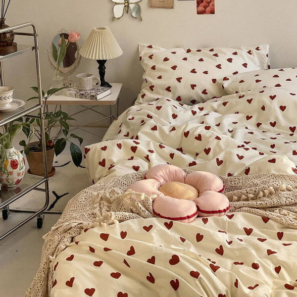 Qfdian Vintage Red Hearts Bedding Set main image 0