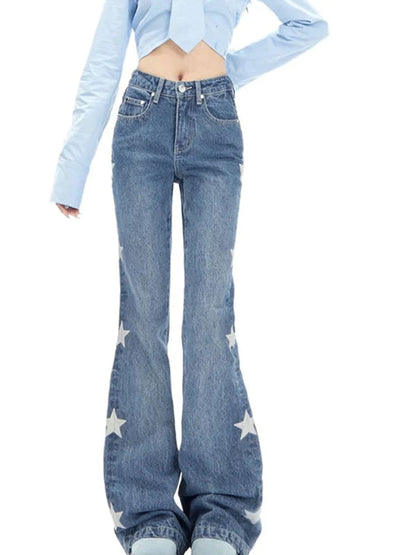 Vintage Star Print Flare Jeans