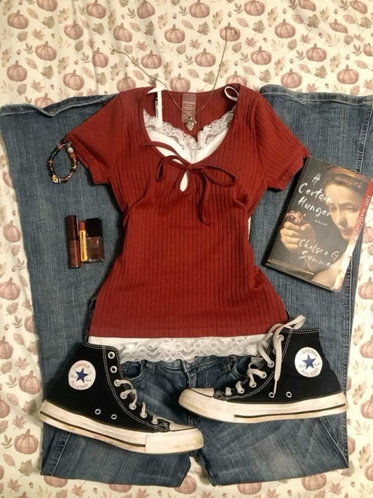 Vivid Auburn Red Snatched Top