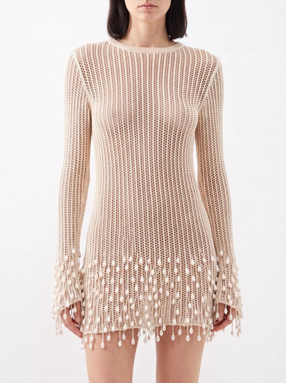 Pearl Fringe Knit Dress