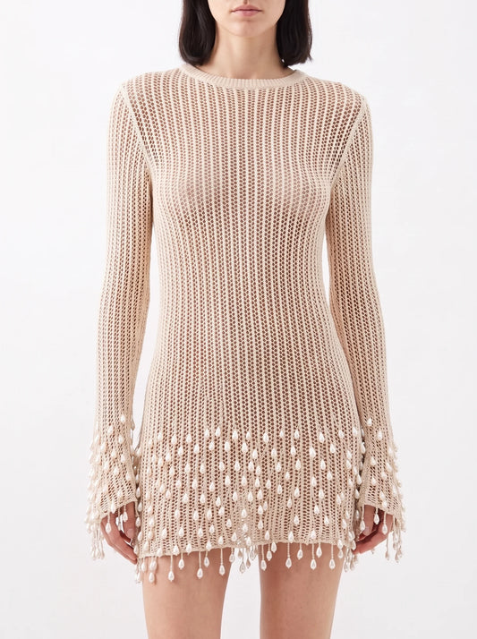 Pearl Fringe Knit Dress