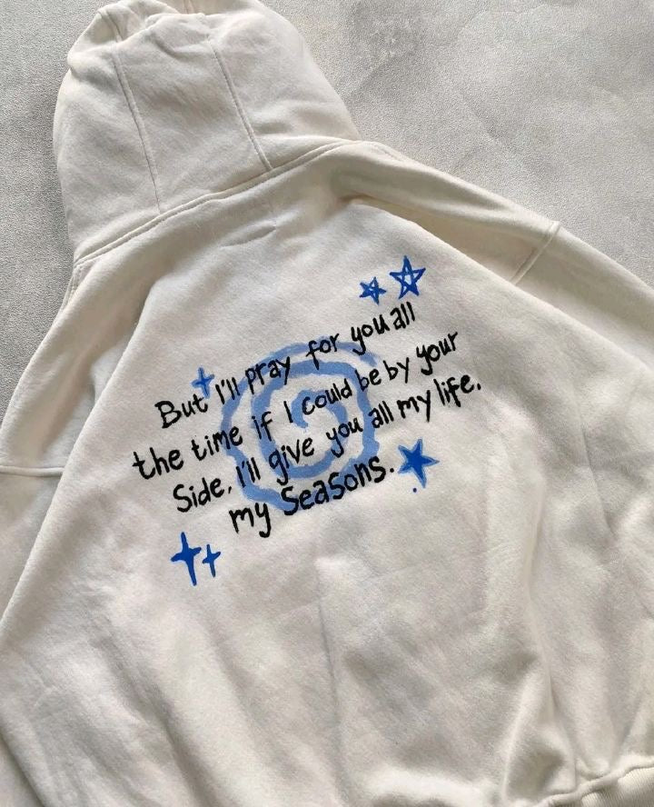 White “SeaSons” Zip-Up Hoodie