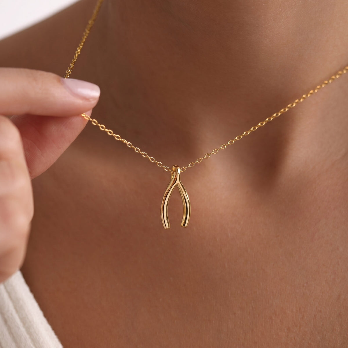 Wishbone Pendant Necklace