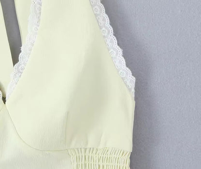 Yellow Daydream Smocked Halter Top
