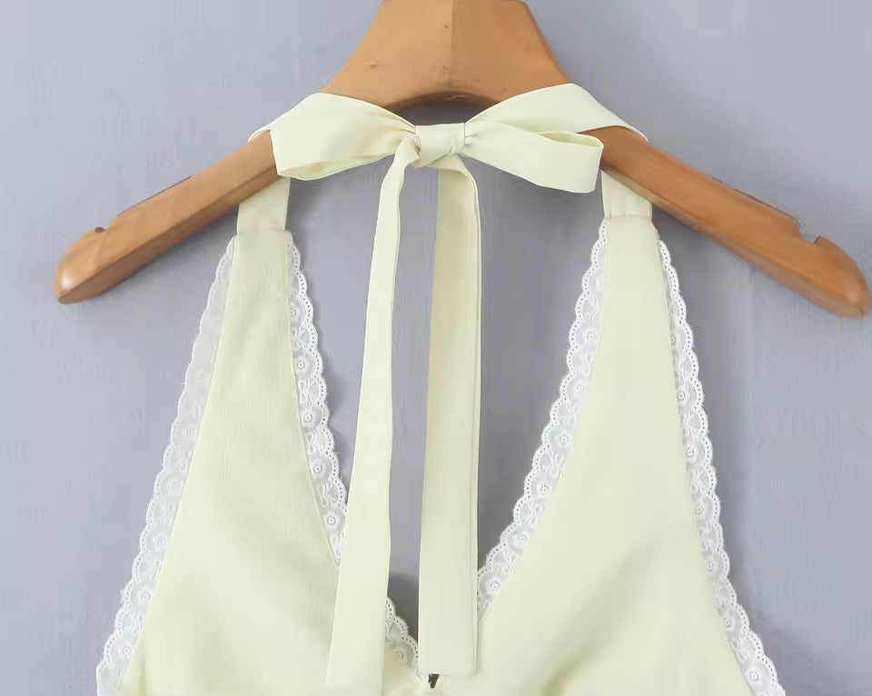 Yellow Daydream Smocked Halter Top