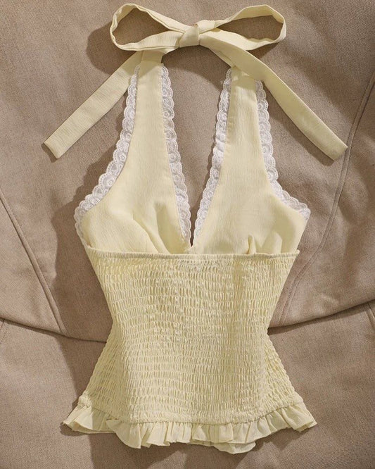 Yellow Daydream Smocked Halter Top