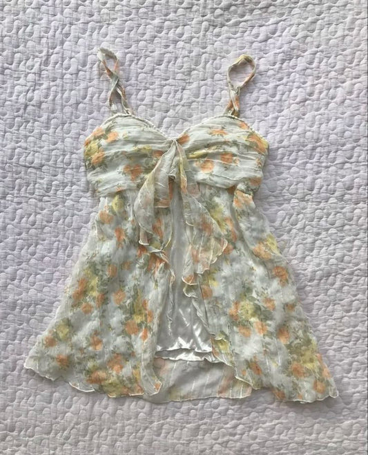 Yellow Flutter Flower Layered Top