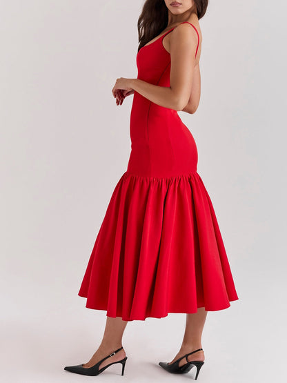 Amore Dropped Waist Midi Dress-Luxandluxy