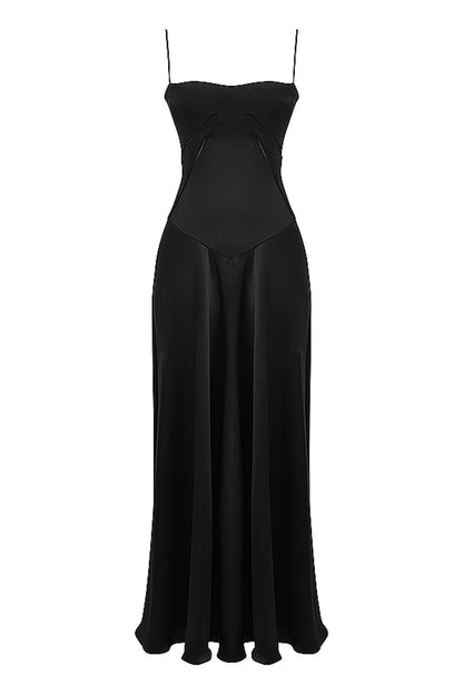 'Anabella' Black Lace Maxi Dress-Luxandluxy