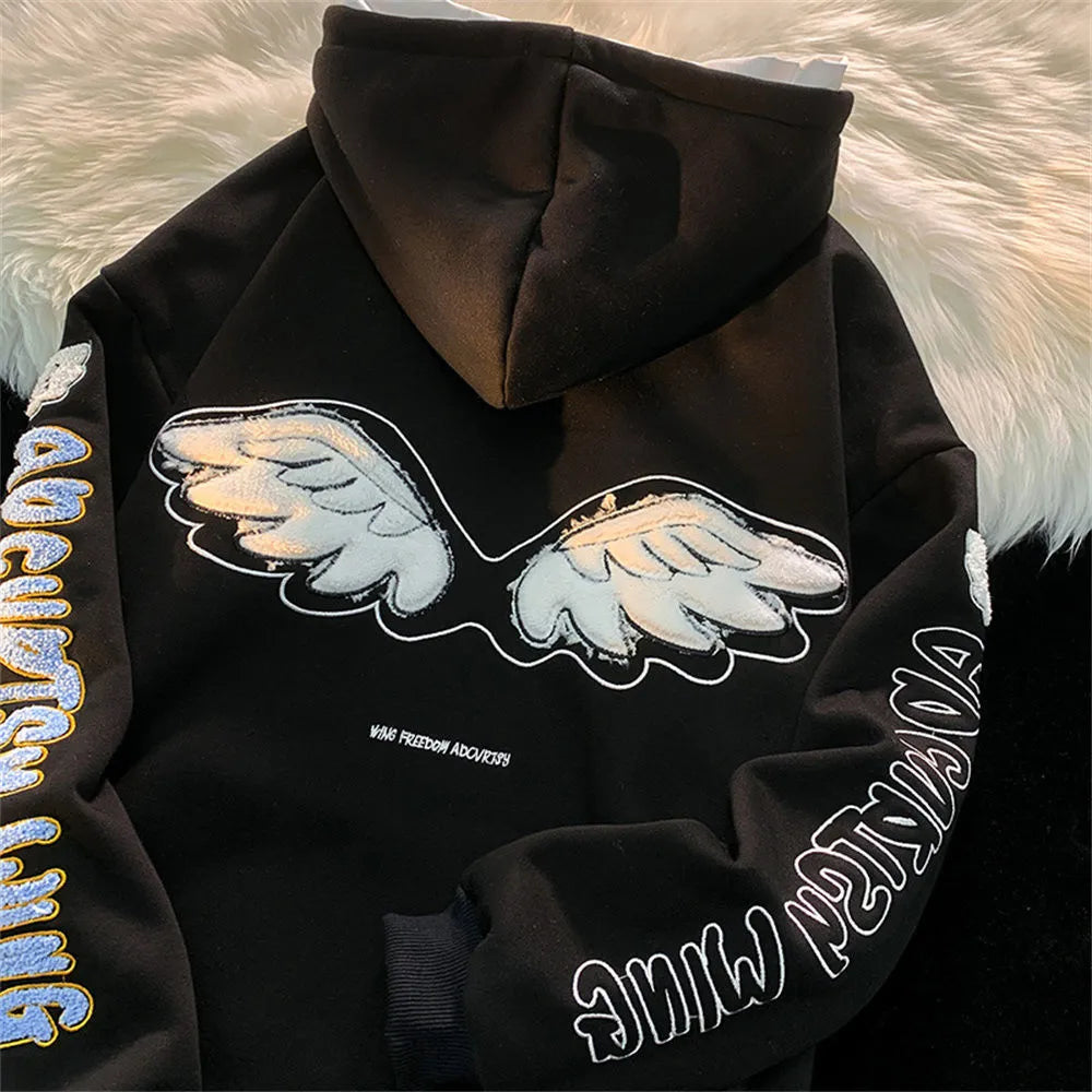 Angel Wings Embroidery Hoodie-Luxandluxy