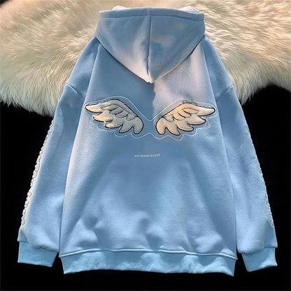 Angel Wings Embroidery Hoodie-Luxandluxy