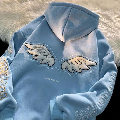 Angel Wings Embroidery Hoodie-Luxandluxy