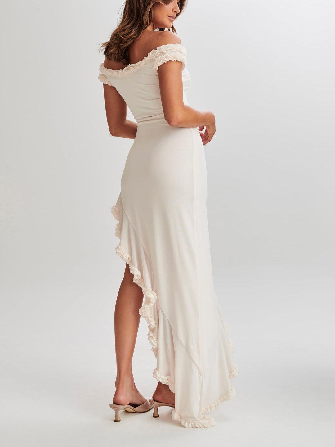 Arielle Off Shoulder Ruffle Midi Dress-Luxandluxy