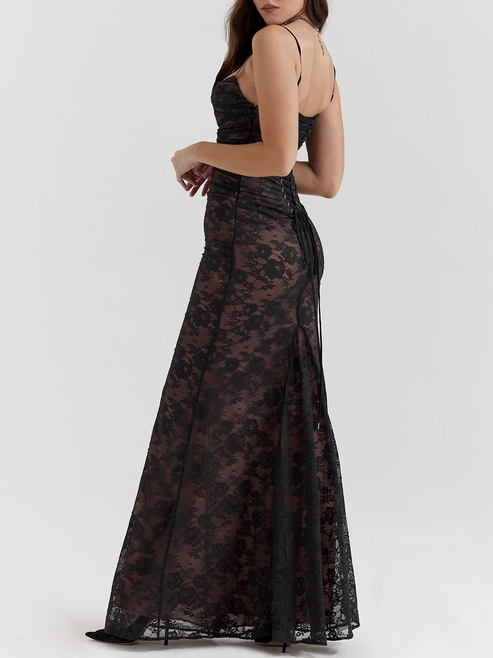 Artemis Black Lace Maxi Dress