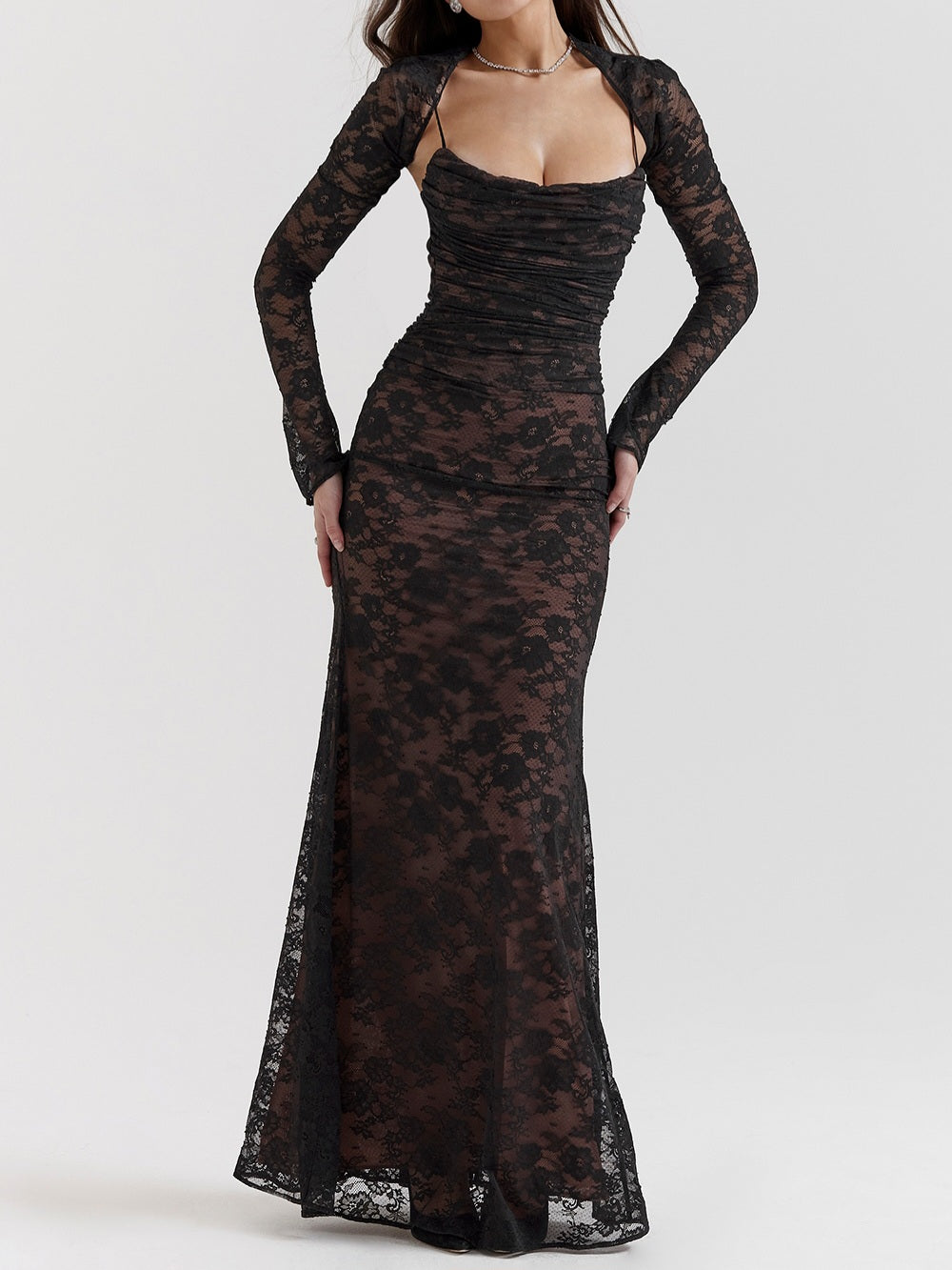 Artemis Black Lace Maxi Dress