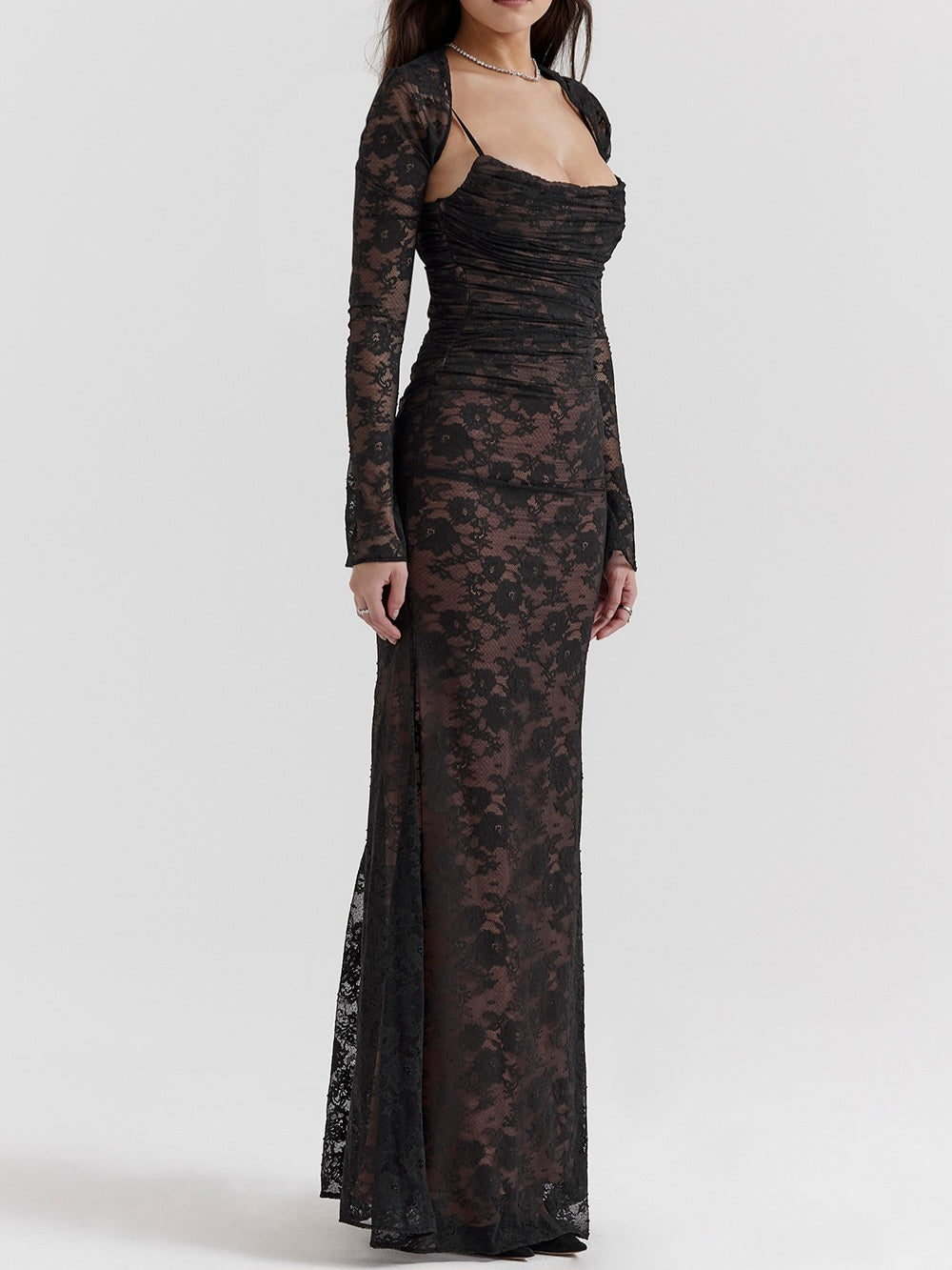 Artemis Black Lace Maxi Dress