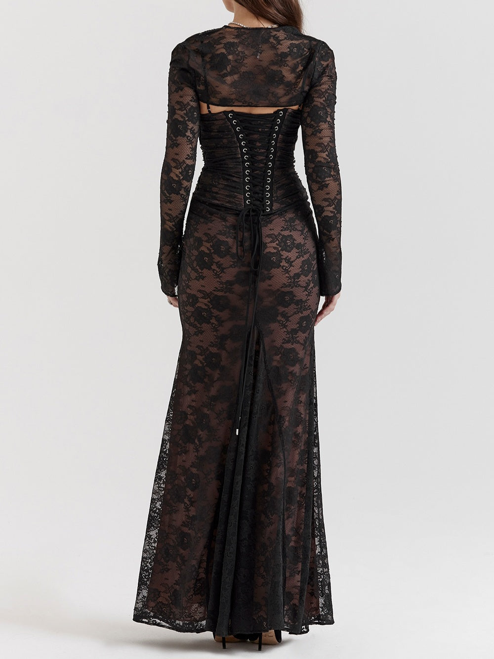 Artemis Black Lace Maxi Dress