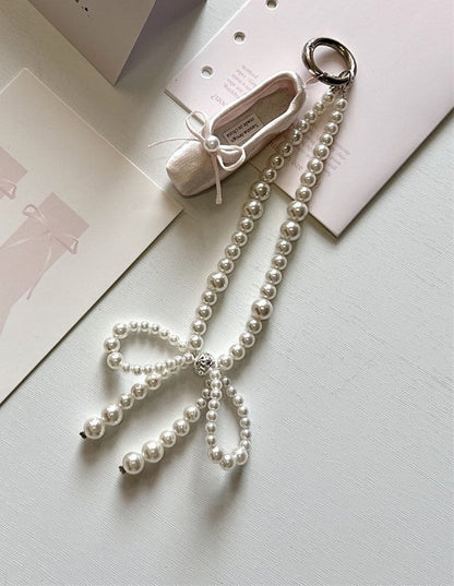 Ballet Shoe Pearl Phone Charm Strap-Luxandluxy