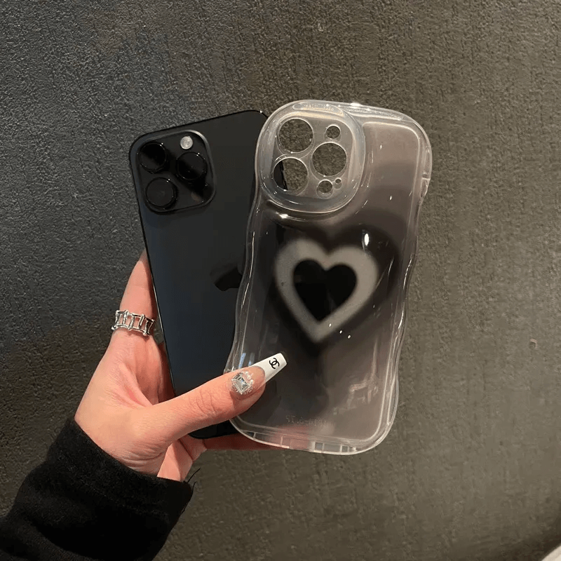 Black Heart Clear iPhone Case-Luxandluxy