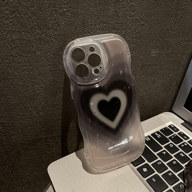 Black Heart Clear iPhone Case-Luxandluxy