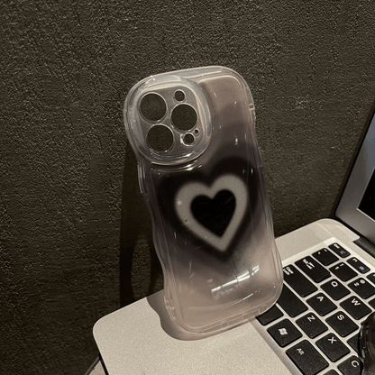 Black Heart Clear iPhone Case-Luxandluxy