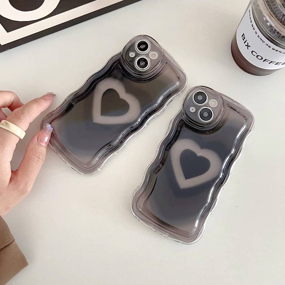 Black Heart Clear iPhone Case-Luxandluxy