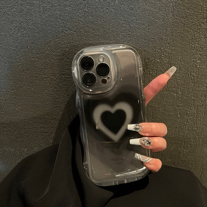 Black Heart Clear iPhone Case-Luxandluxy