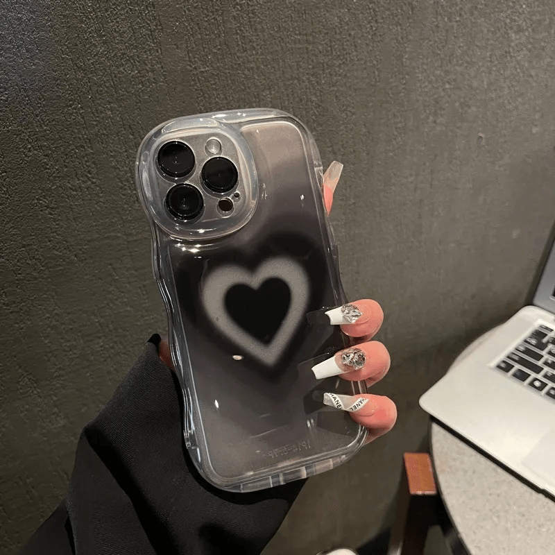 Black Heart Clear iPhone Case-Luxandluxy