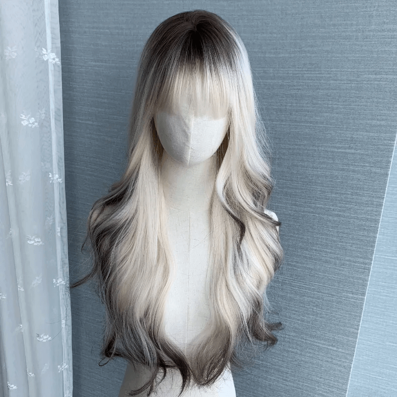 Blonde Bangs Long Wavy Wig-Luxandluxy