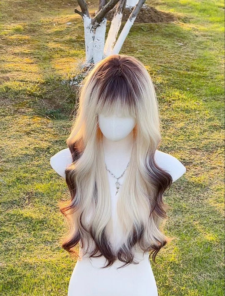 Blonde Bangs Long Wavy Wig-Luxandluxy