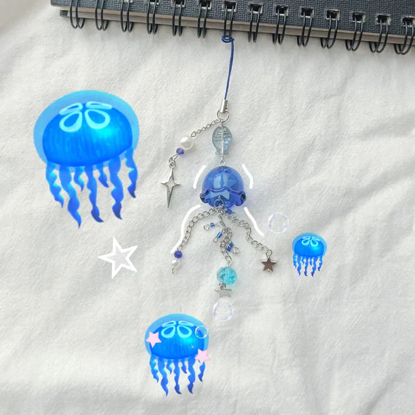 Blue Jellyfish Keychain & Phone Chain-Luxandluxy