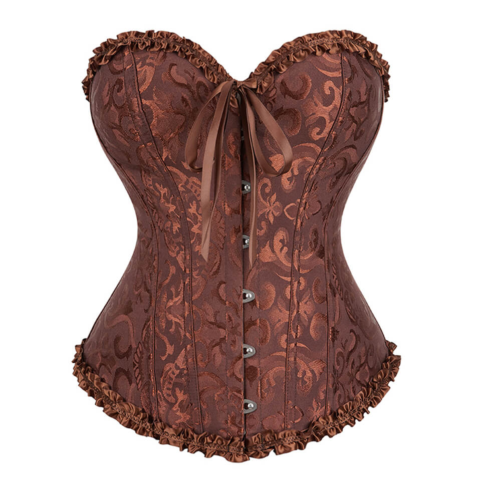 Bowknot Ruffled Hem Lace-Up Boned Corset-Luxandluxy