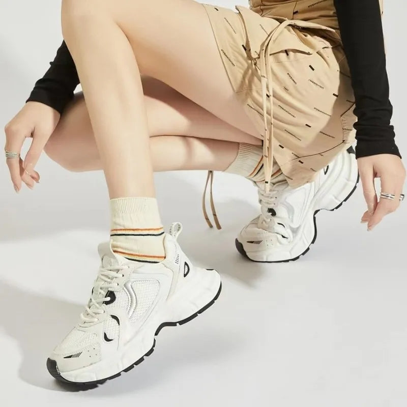 Breathable Mesh Lace Up Sneakers-Luxandluxy