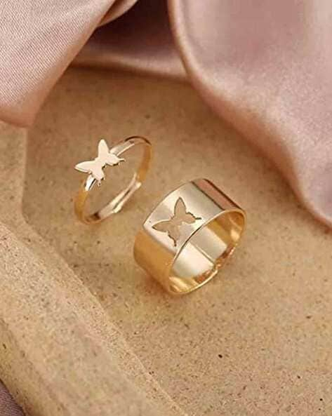 Butterfly Cut-out Couple Ring Set-Luxandluxy