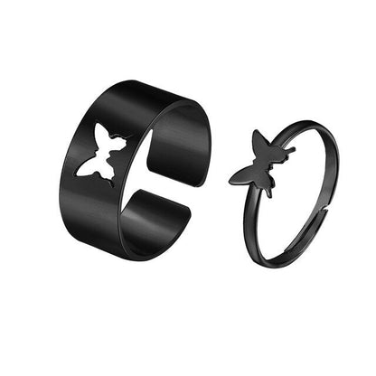 Butterfly Cut-out Couple Ring Set-Luxandluxy