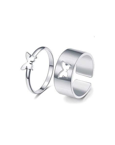 Butterfly Cut-out Couple Ring Set-Luxandluxy