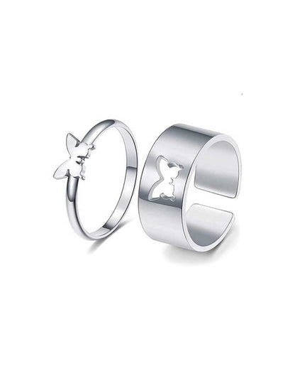 Butterfly Cut-out Couple Ring Set-Luxandluxy