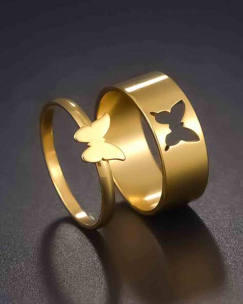 Butterfly Cut-out Couple Ring Set-Luxandluxy