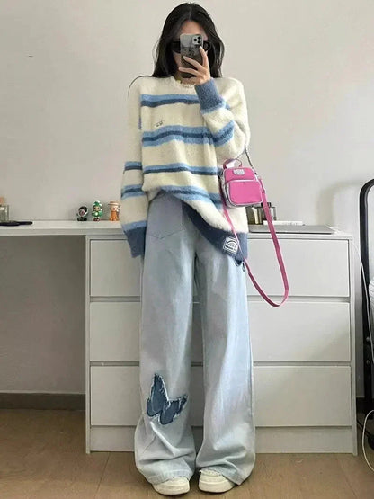 Butterfly Patch Wide Leg Jeans