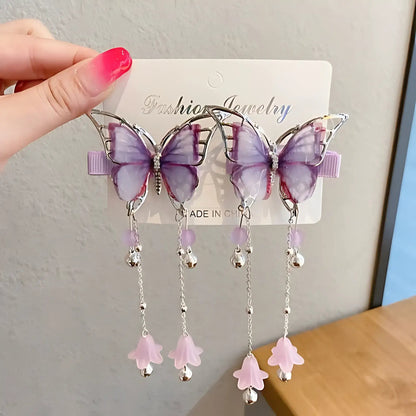 Butterfly Tassel Hair Clips-Luxandluxy