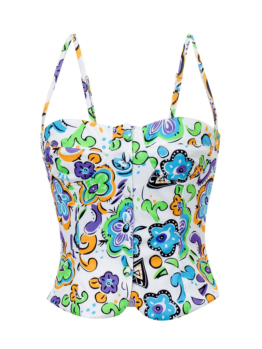 Button Down Bustier 90's Swirl-Luxandluxy