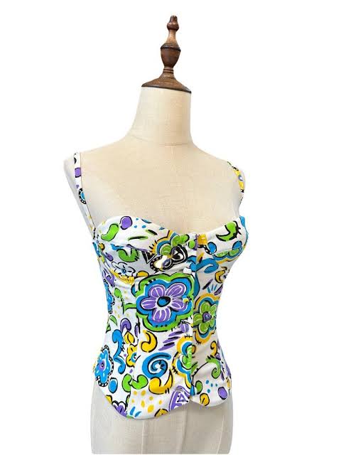 Button Down Bustier 90's Swirl-Luxandluxy